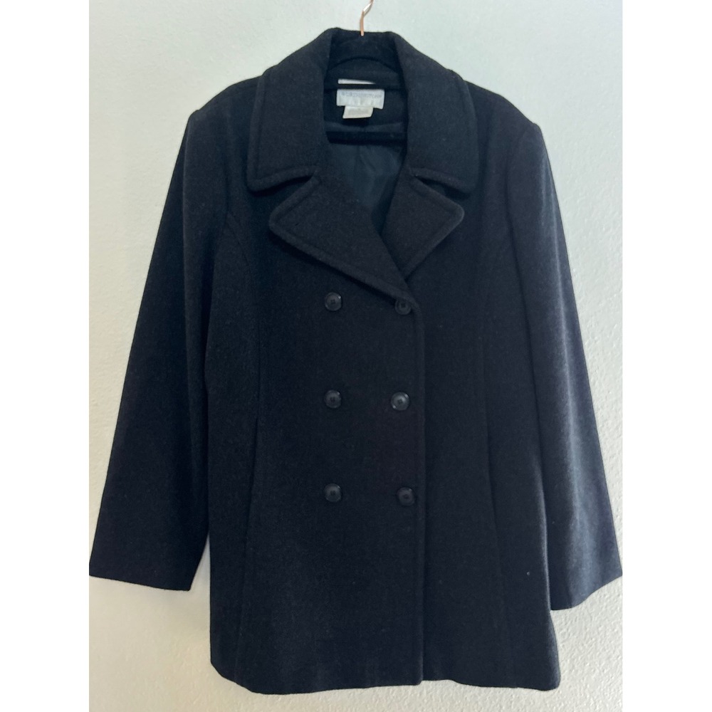 Vintage Worthington Black 100% Wool Double Breasted Size 14
